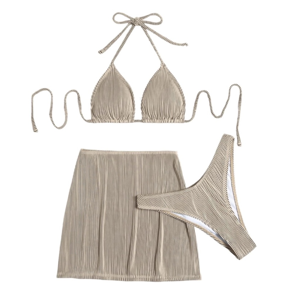 3 piece triangle bikini set
